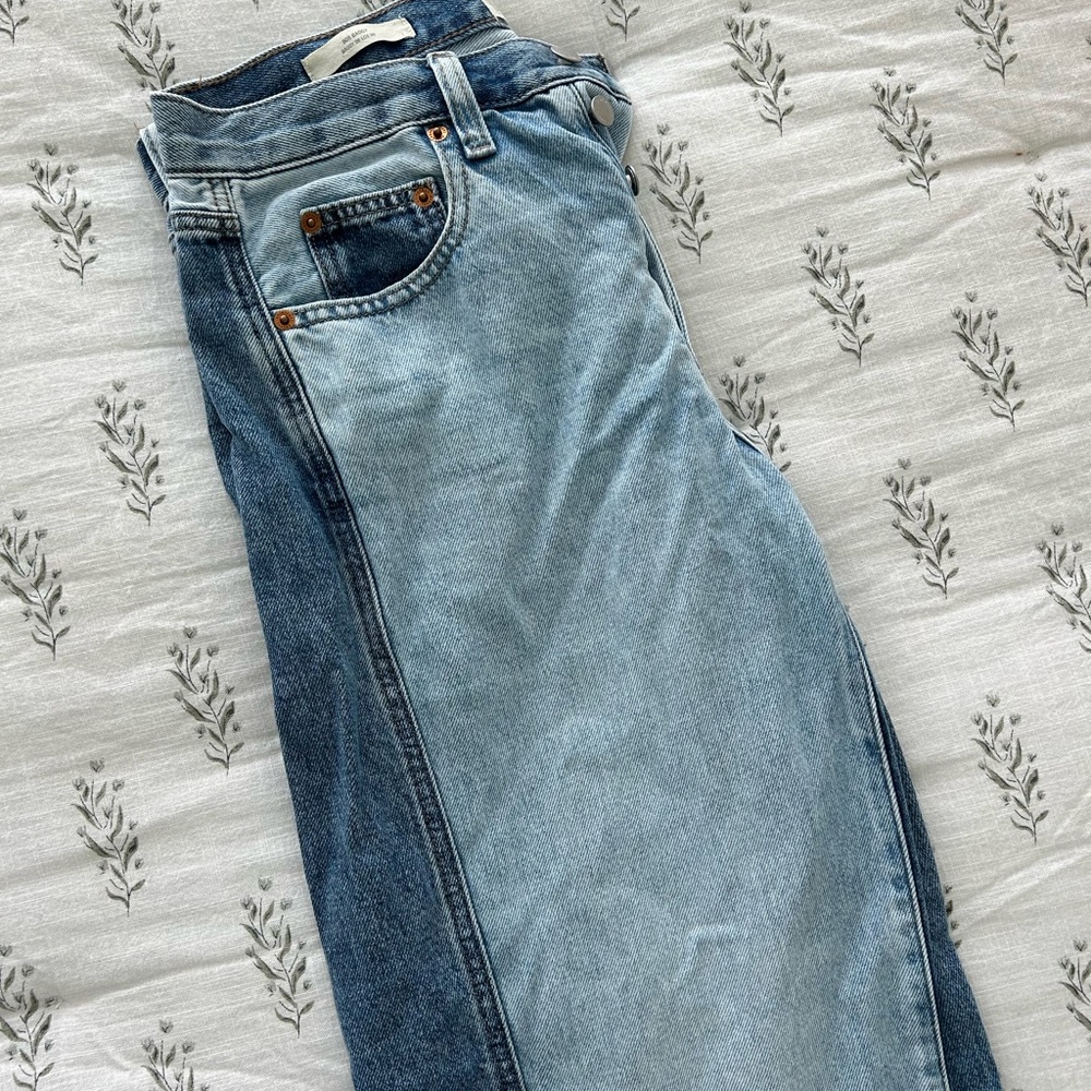 Universal Thread Light and Dark Blue Straight Leg Jeans